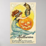 Vintage Halloween Mirror Card posters