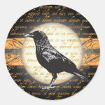 Vintage Halloween Nevermore Raven Stickers