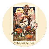 Vintage Halloween Nightmare Round Sticker