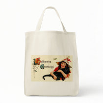 Vintage Halloween Organic Grocery Tote Canvas Bags