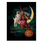 Vintage Halloween Owl and Witch Postcard