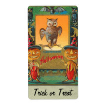 Vintage Halloween Owl Sticker Personalized Shipping Labels