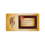 Vintage Halloween Peeking Demon Monogram Label