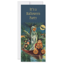 Vintage Halloween Pumpkin Ghost Invitation