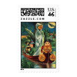 Vintage Halloween Pumpkin Ghost Postage