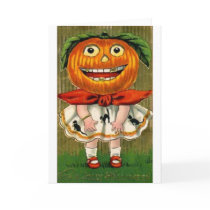 Vintage Halloween Pumpkin Head Girl cards