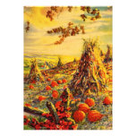 Vintage Halloween Pumpkin Patch with Haystacks Custom Announcement