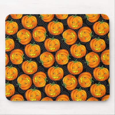 Vintage Halloween Pumpkin Pattern Mousepad by Vintage_Gifts