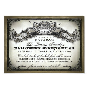Vintage Halloween Scare Join Us if You Dare Invite