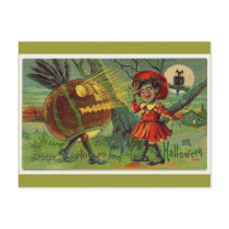 vintage-halloween-scared-girl-owl-pumpkin-card postcards