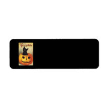 Vintage Halloween Smiling Cute Black Cat Pumpkin Labels
