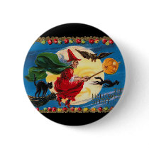 Vintage Halloween Spirit Witch Button