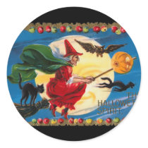 Vintage Halloween Spirit Witch Sticker