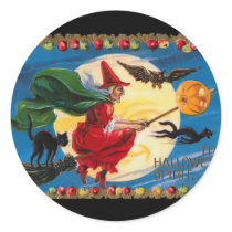 Vintage Halloween Spirit Witch Sticker