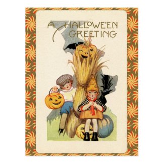 Vintage Halloween Trick or Treaters Postcard