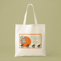 Vintage Halloween Witch and Cats Tote Bag bags