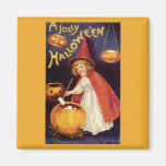 Vintage Halloween, Witch Jack o Lanterns Pumpkins Fridge Magnets
