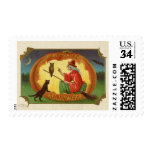 Vintage Halloween Witch Postage Stamp