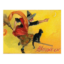 Vintage Halloween Witch Postcard
