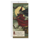 Vintage Halloween Witch Riding a Broom and Moon rack cards