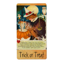 Vintage Halloween Witch Sticker Custom Shipping Label