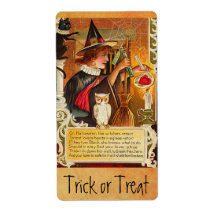 Vintage Halloween Witch Sticker Labels