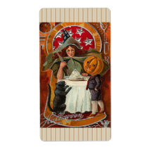 Vintage Halloween Witch Sticker Shipping Label
