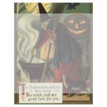 Vintage Halloween Witch Stirring Magic Cauldron Flyer
