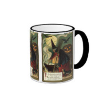 Vintage Halloween Witch Stirring Magic Cauldron Coffee Mug