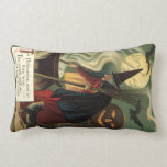 Vintage Halloween Witch Stirring Magic Cauldron Pillow