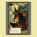 Vintage Halloween Witch Stirring Magic Cauldron postcards