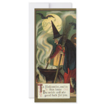 Vintage Halloween Witch Stirring Magic Cauldron Rack Cards