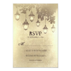 Vintage hanging lamps WEDDING RSVP CARDS Custom Invitation