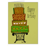 Vintage Happy Birthday Cake Card