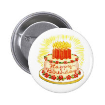Vintage Happy Birthday Cake Pin