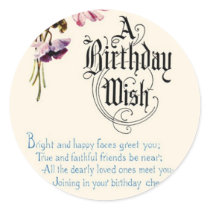 Vintage Happy Birthday Greetings Sticker