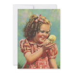 Vintage Happy Girl with Baby Chick Birthday Party Personalized Announcement