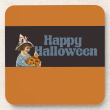 Vintage Happy Halloween Drink Coaster