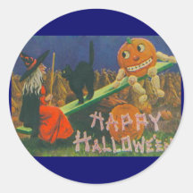 Vintage Happy Halloween Play Time Sticker