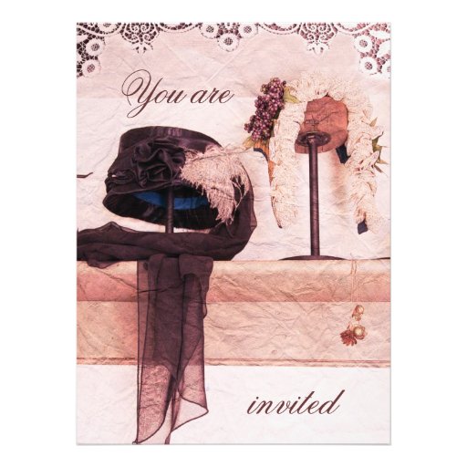 Vintage hats bridal shower invitation template