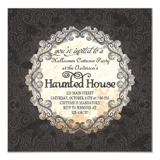 Vintage Haunted House Halloween Costume Party Custom Announcements (front side)