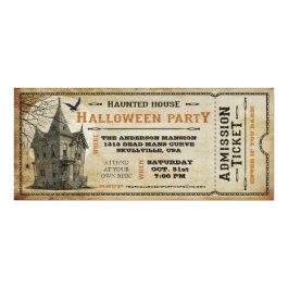 Vintage Haunted House Halloween Party Ticket I
