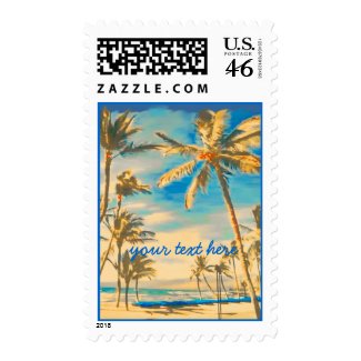 Vintage Hawaii Beach Scene/DIY postage stamp