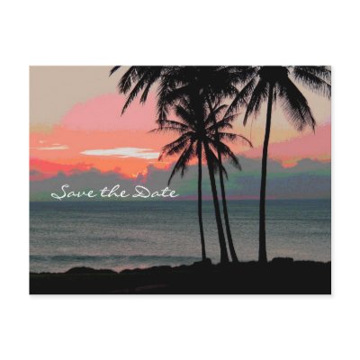 Vintage Hawaii Destination Wedding save the date Postcard