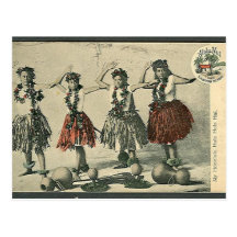 Vintage Hawaii Hula Dancers Postcard