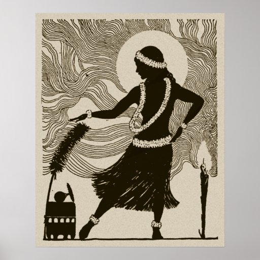 Vintage Hawaii Hula Girl Poster