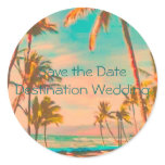 Vintage Hawaiian Beach Scene Round Sticker