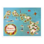 Vintage Hawaiian Map Post Card