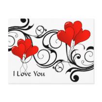Vintage heart-ballons - Customized postcards