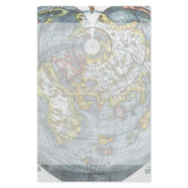 Vintage Heart Shaped Antique World Map Peter Apian Customized Stationery